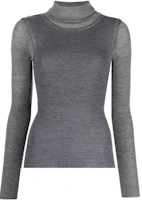 (Women) R13 SS23 Layered High Neck Ribbed Knit Sweater Gray R13WY162 (Women) R13 SS23 Layered High Neck Ribbed Knit Sweater Gray R13WY162