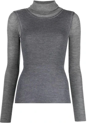 (Women) R13 SS23 Layered High Neck Ribbed Knit Sweater Gray R13WY162 Buy (Women) R13 SS23 Layered High Neck Ribbed Knit Sweater Gray R13WY162