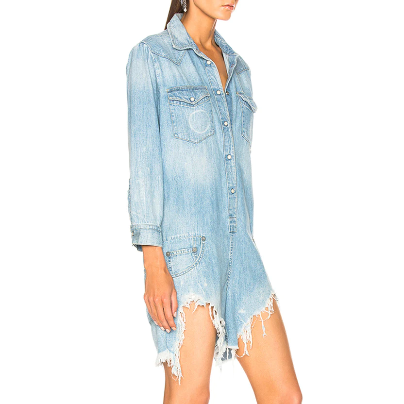 Details for (W) R13 SS23 淺藍水洗純色長袖口袋連身褲 R13W0340-480