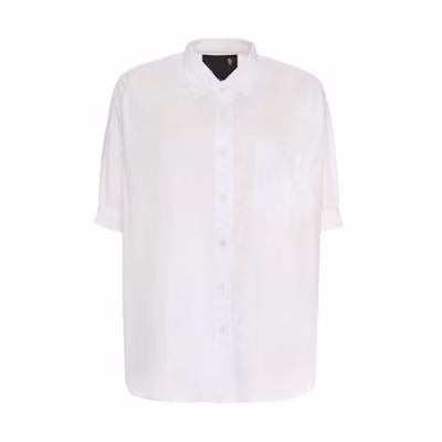 (Women) R13 SS23 Plain Short-Sleeve Button-Up Shirt in White R13WR025R080B