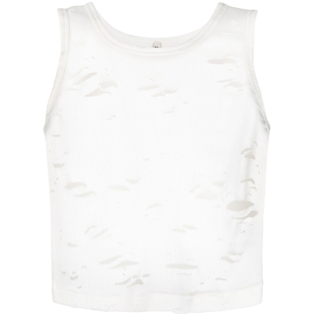 (Women) R13 SS23  White Fitted Cropped Tank Top. R13WK080K001BK001B