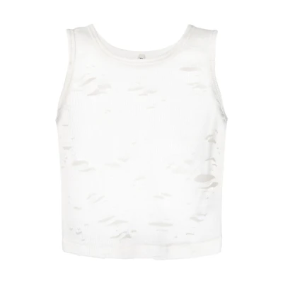 (Women) R13 SS23 White Fitted Cropped Tank Top. R13WK080K001BK001B