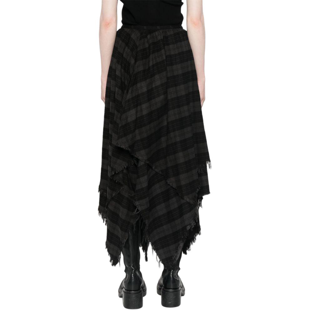 Shop (W) R13 SS24 非對稱下擺黑色格紋長裙 彈性腰帶 R13WR321-R390B