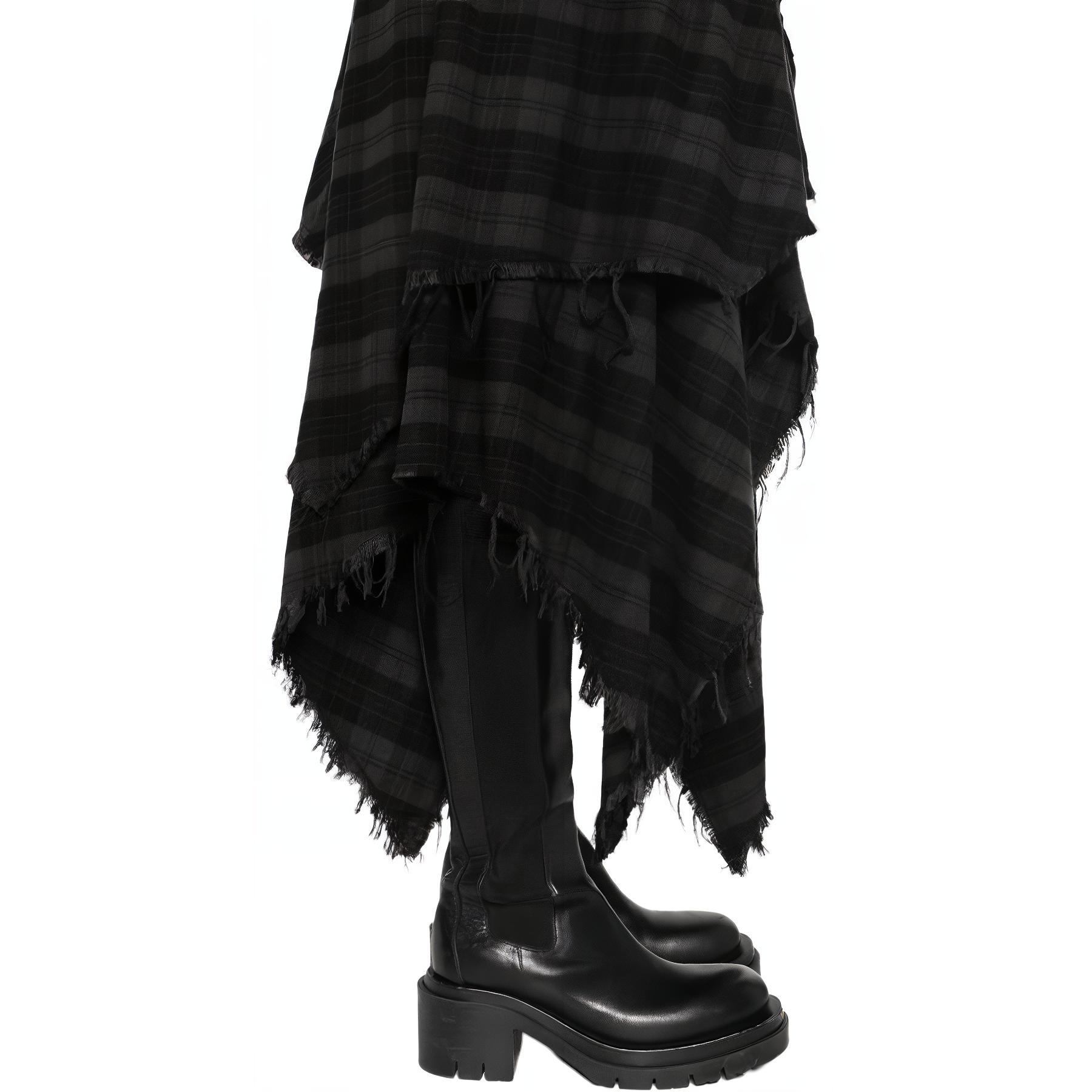 Details for (W) R13 SS24 非對稱下擺黑色格紋長裙 彈性腰帶 R13WR321-R390B