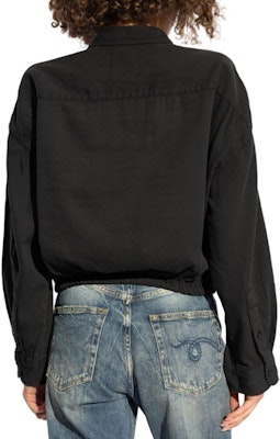 (W) R13 SS24 黑色純色短版長袖襯衫附尖領。 R13WR269-R380B Purchase (W) R13 SS24 黑色純色短版長袖襯衫附尖領。 R13WR269-R380B