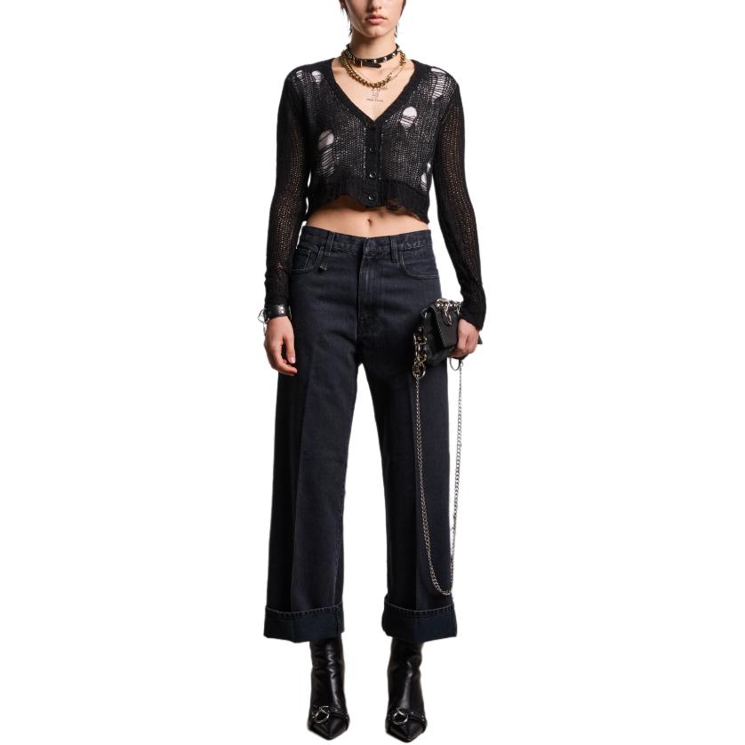 Lookbook (W) R13 SS24 ブラックウォッシュ ワイドレッグデニムジーンズ. R13WD049-D184A