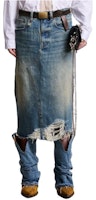 (Women) R13 SS24 Distressed Loose Fit Denim Long Skirt Clinton Blue R13WD100-D173D (Women) R13 SS24 Distressed Loose Fit Denim Long Skirt Clinton Blue R13WD100-D173D