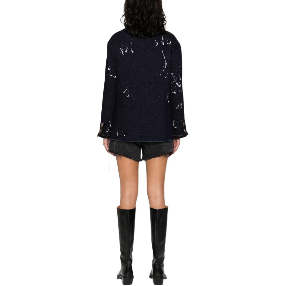 Shop (W) R13 SS24 Jaket Butang Biru Navy Corak Grafiti Huruf R13WD127D229A