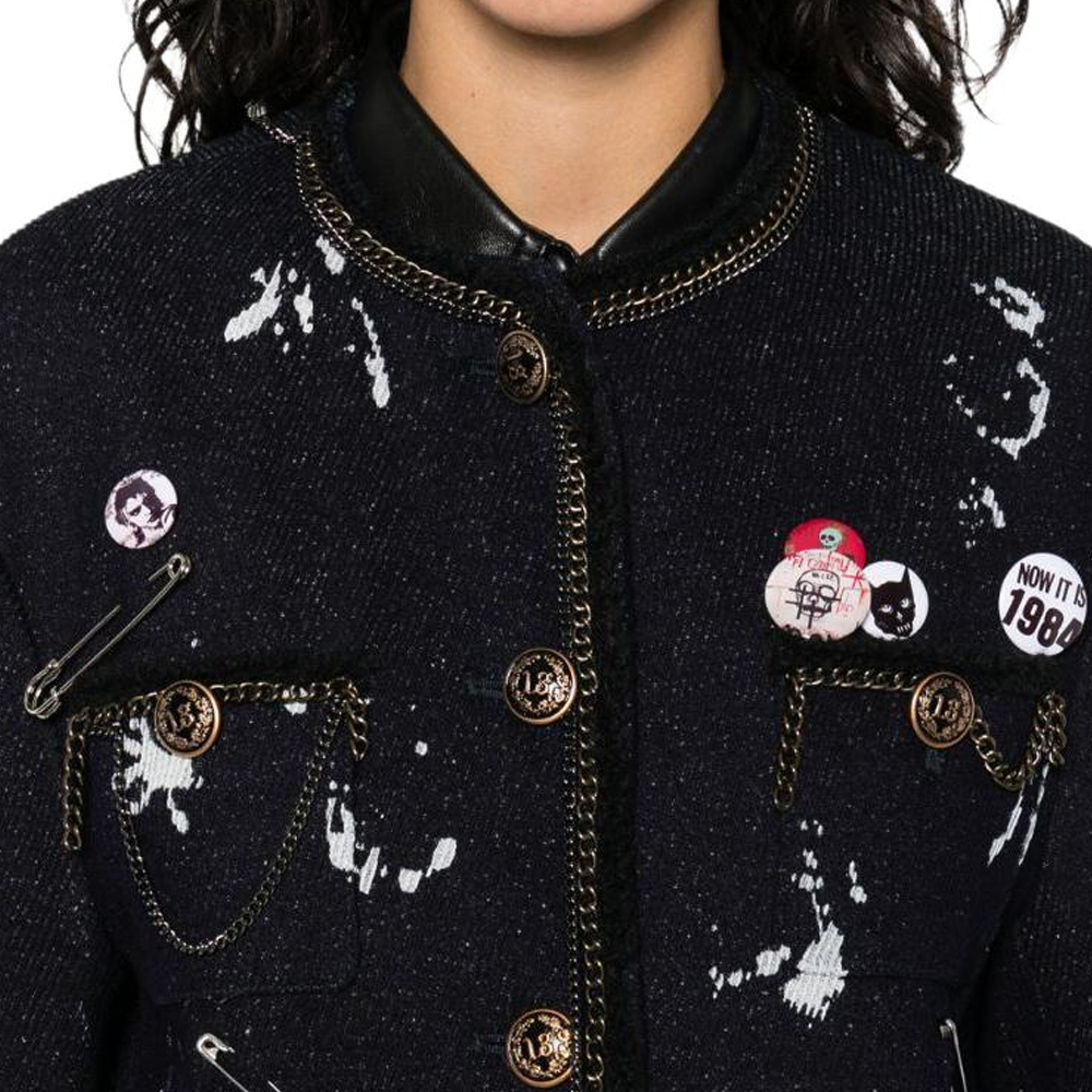 Details for (W) R13 SS24 Jaket Butang Biru Navy Corak Grafiti Huruf R13WD127D229A