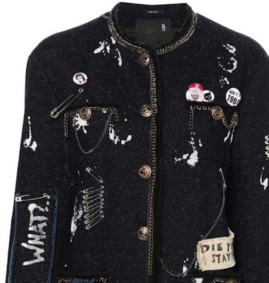 (W) R13 SS24 Jaket Butang Biru Navy Corak Grafiti Huruf R13WD127D229A Sizing (W) R13 SS24 Jaket Butang Biru Navy Corak Grafiti Huruf R13WD127D229A