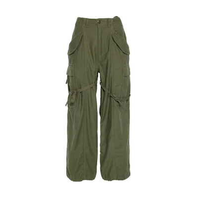 (Women) R13 SS24 Olive Green Multi-Pocket Straight Cargo Pants. R13WR320-D091A