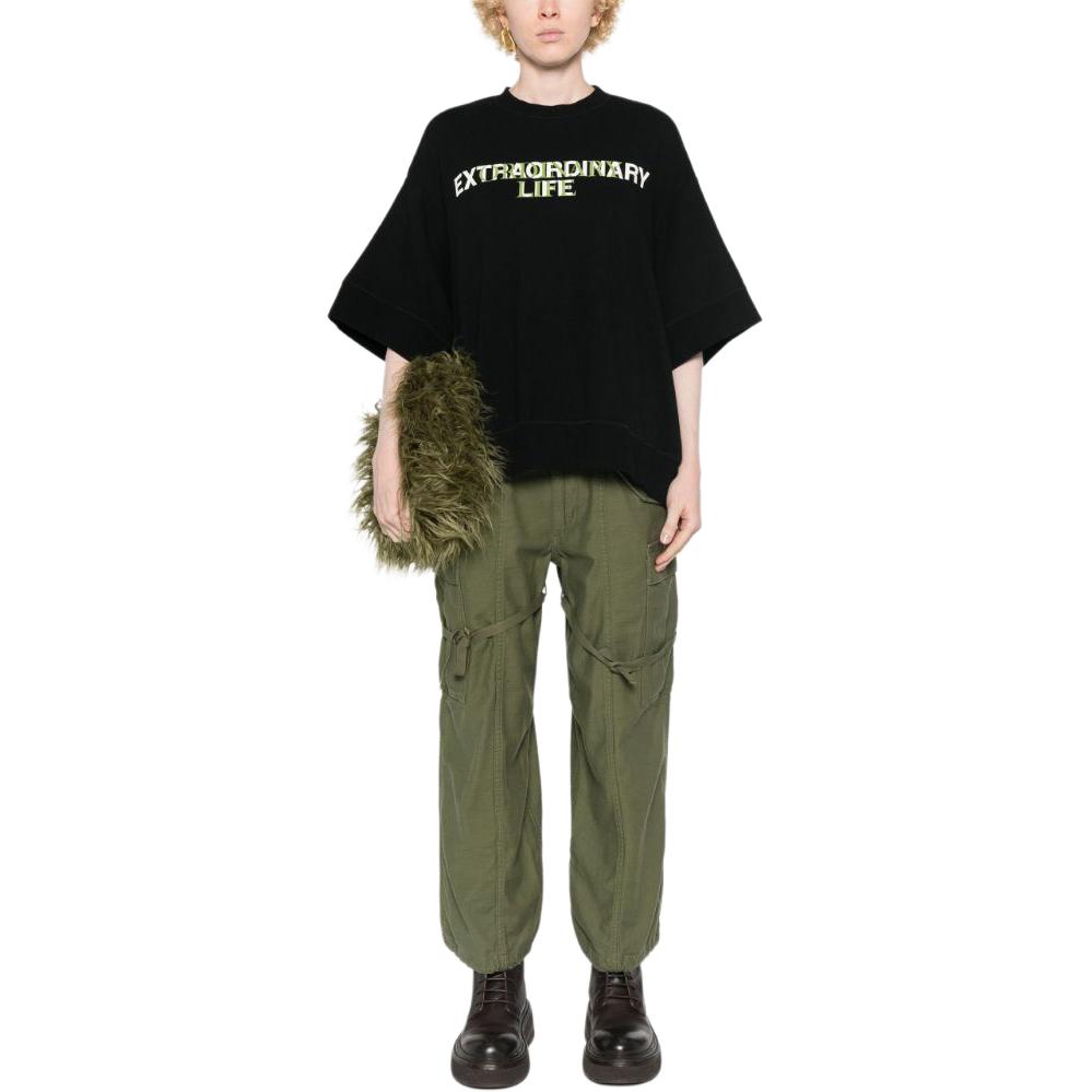 Lookbook (W) Pantalones Cargo Rectos R13 SS24 Verde Oliva con Múltiples Bolsillos. R13WR320-D091A