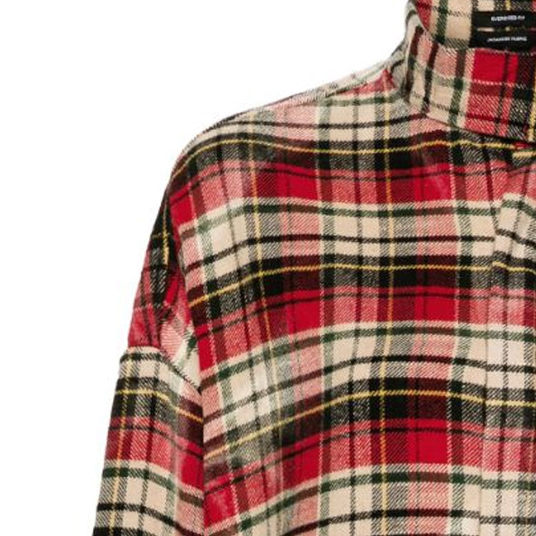 Details for (W) R13 SS24 紅色格紋領帶扣襯衫 寬鬆長袖上衣。 R13WR237R343B