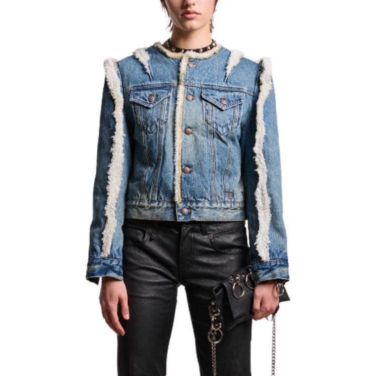 (Women) R13 SS24  Slim Fit Cropped Denim Jacket Clinton Blue R13WD099-D173E