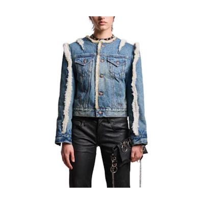 (Women) R13 SS24 Slim Fit Cropped Denim Jacket Clinton Blue R13WD099-D173E