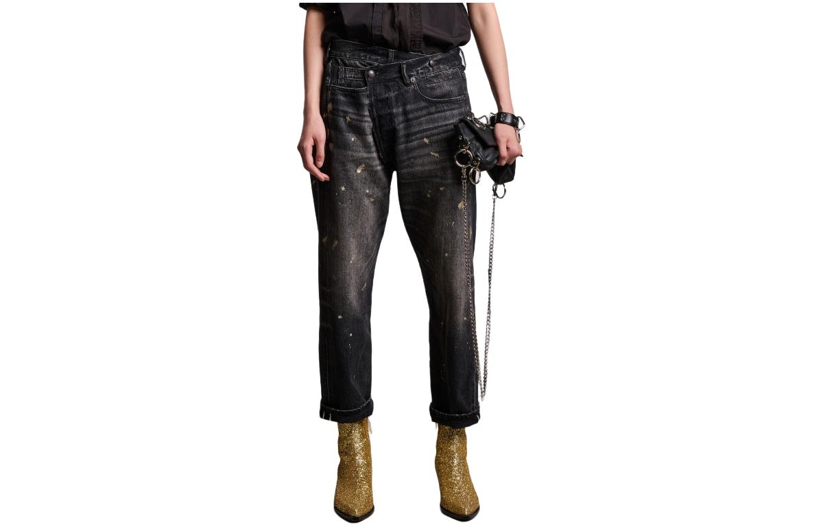 (Women) R13 SS24  Washed Black Splatter Paint Denim Jeans R13W2048-D175C