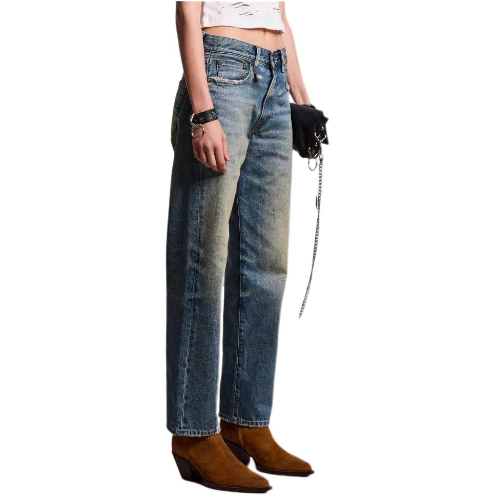 (Women) R13 SS24  Washed Faded Straight Jeans Blue. R13W5083-D173A
