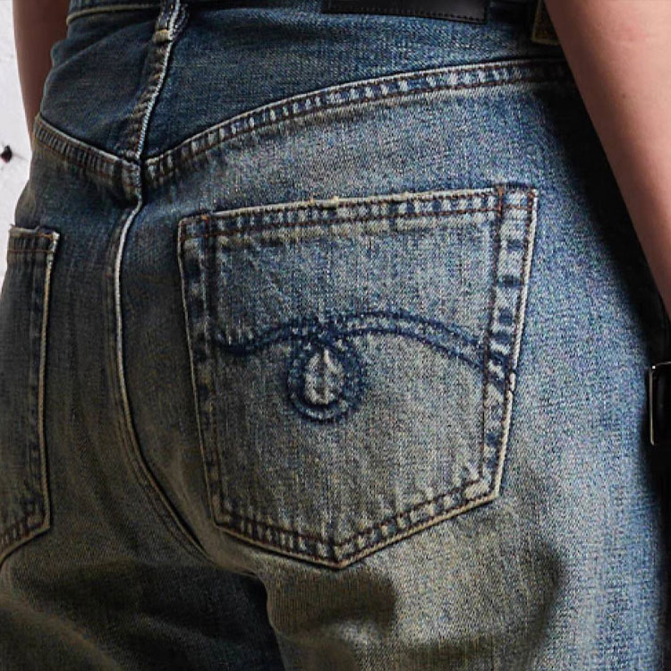 Cheap (W) R13 SS24 水洗褪色直筒牛仔褲 藍色 R13W5083-D173A