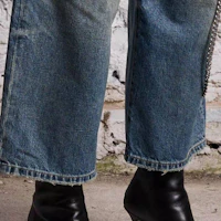Sizing (W) R13 SS24 仿舊寬鬆直筒九分牛仔褲 克林頓藍色。 R13WD046-D173A