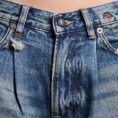 (W) R13 SS24 仿舊寬鬆直筒九分牛仔褲 克林頓藍色。 R13WD046-D173A 2