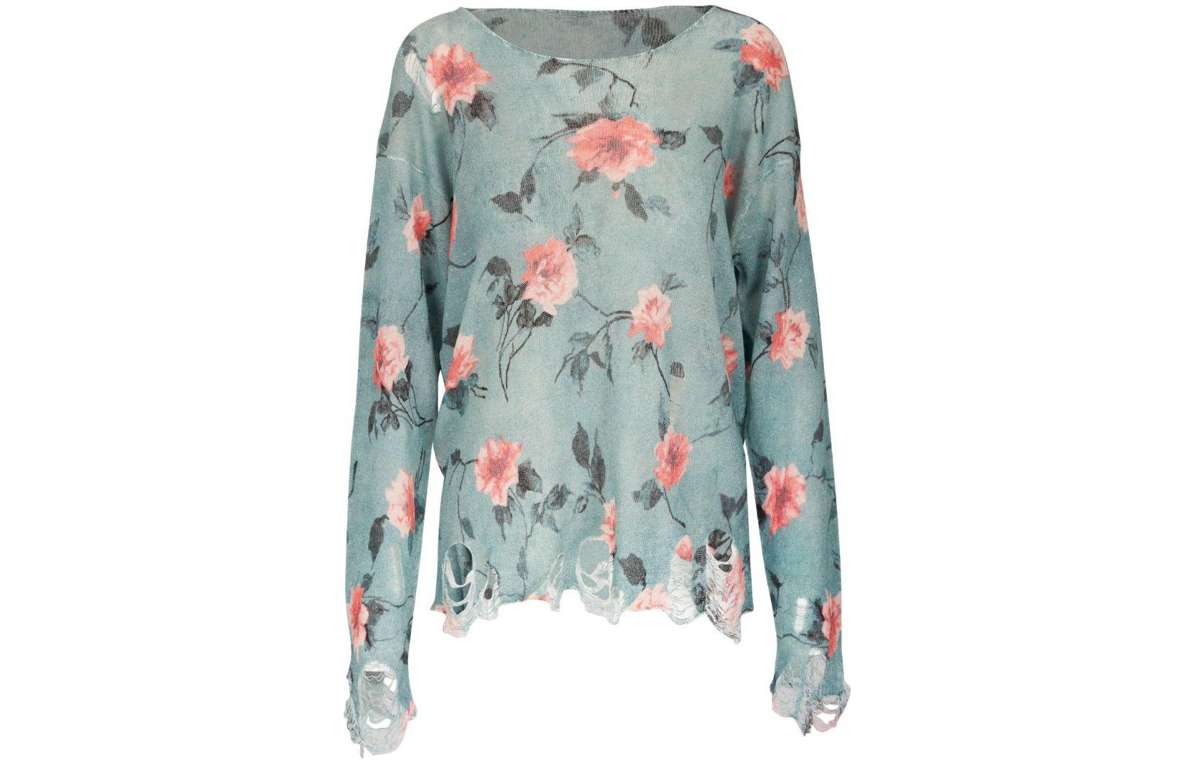 Order (W) R13 SS24 花卉印花圓領針織毛衣 淺藍色 R13WY212Y127BBLU