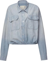 (Women) R13 SS24 Gradient Loose Fit Cropped Puff Sleeve Shirt Women Vintage Blue. R13WD268-D228A (Women) R13 SS24 Gradient Loose Fit Cropped Puff Sleeve Shirt Women Vintage Blue. R13WD268-D228A