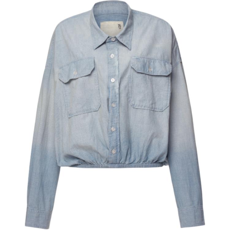 Order (W) R13 SS24 漸層寬版短版泡泡袖襯衫 女款 復古藍 R13WD268-D228A