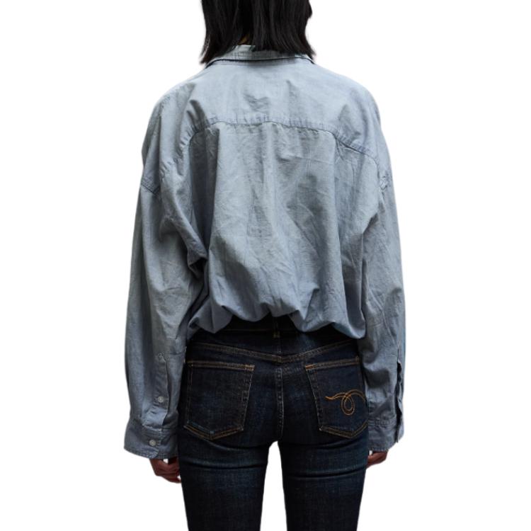 Shop (W) R13 SS24 漸層寬版短版泡泡袖襯衫 女款 復古藍 R13WD268-D228A