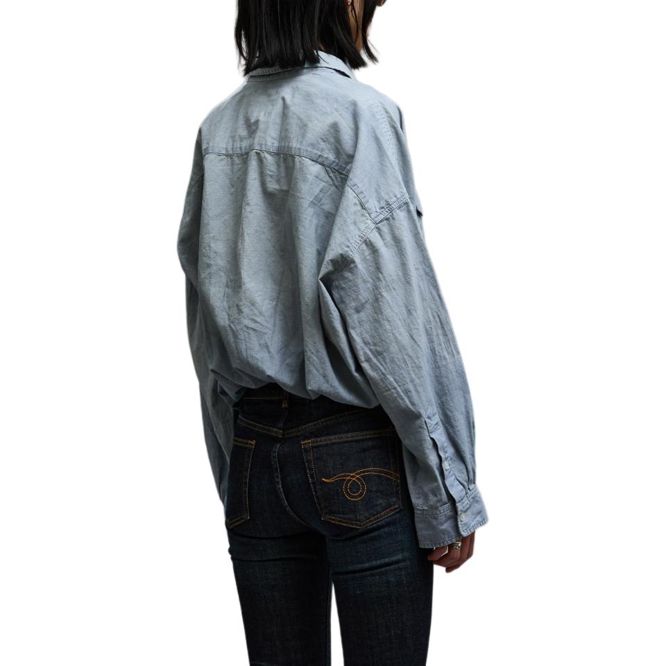 Purchase (W) R13 SS24 漸層寬版短版泡泡袖襯衫 女款 復古藍 R13WD268-D228A