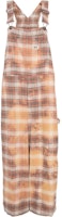 (Women) R13 SS24 Orange Plaid Print Loose Overalls with Square Neck and Pockets Women R13WR147R389B (Women) R13 SS24 Orange Plaid Print Loose Overalls with Square Neck and Pockets Women R13WR147R389B
