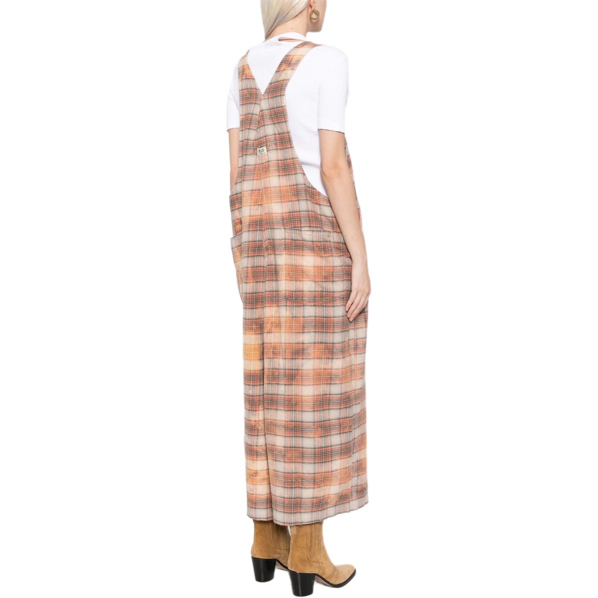 Shop (W) R13 SS24 橙色格紋方領口袋寬鬆連身吊帶褲 女款 R13WR147R389B