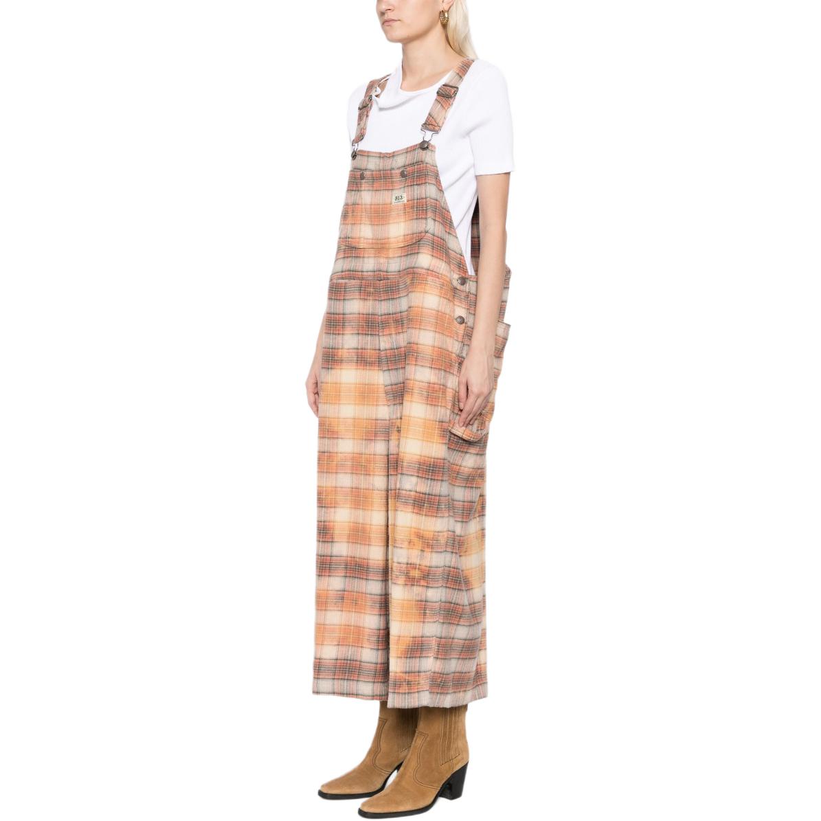 Purchase (W) R13 SS24 橙色格紋方領口袋寬鬆連身吊帶褲 女款 R13WR147R389B