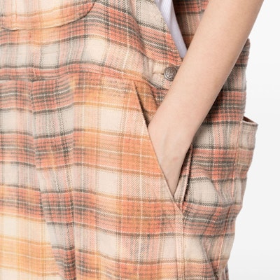 (W) R13 SS24 橙色格紋方領口袋寬鬆連身吊帶褲 女款 R13WR147R389B Cheap (W) R13 SS24 橙色格紋方領口袋寬鬆連身吊帶褲 女款 R13WR147R389B