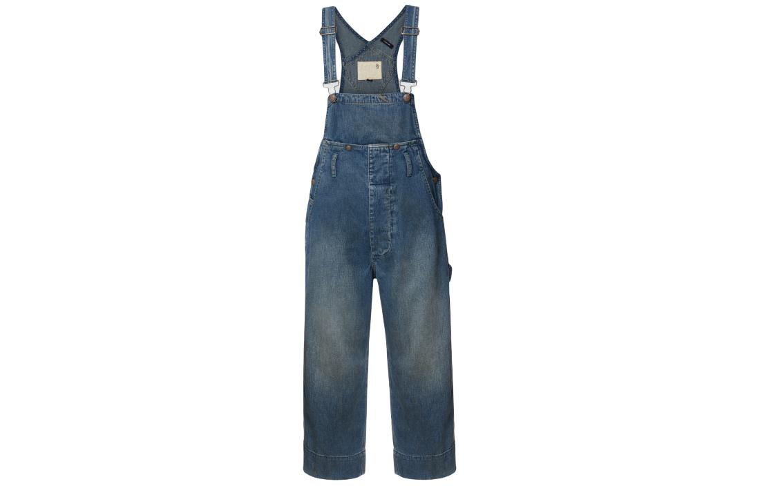 (Women) R13 SS24 Washed Denim Wide-Leg Overalls Women Wilton Blue. R13WD115D205A