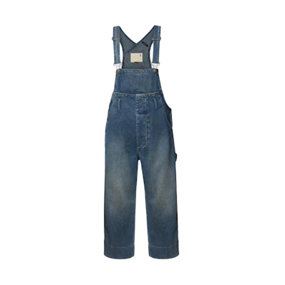 (Women) R13 SS24 Washed Denim Wide-Leg Overalls Women Wilton Blue. R13WD115D205A