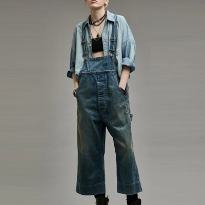 (W) R13 SS24 女士寬褲版復古牛仔吊帶褲 威爾頓藍色。 R13WD115D205A Lookbook (W) R13 SS24 女士寬褲版復古牛仔吊帶褲 威爾頓藍色。 R13WD115D205A