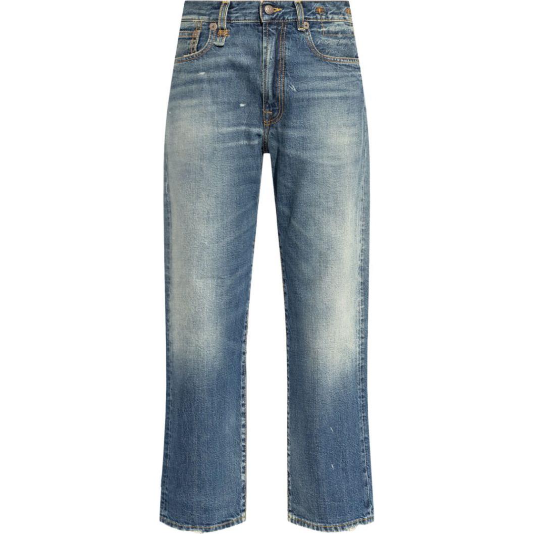 (Women) R13 SS24 Washed Distressed Zipper Pocket Jeans Women - Blue. R13W5083D216A
