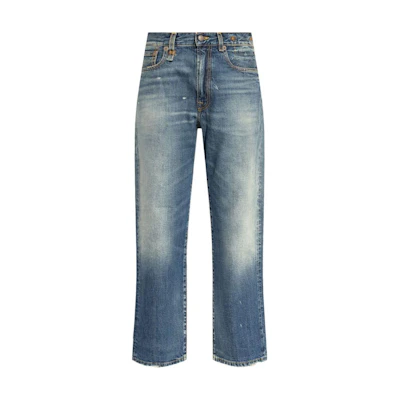 (Women) R13 SS24 Washed Distressed Zipper Pocket Jeans Women - Blue. R13W5083D216A