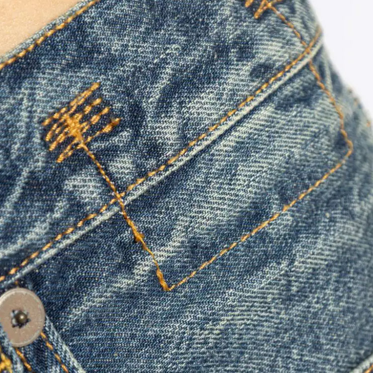 Details for (W) R13 SS24 女款水洗刷舊破壞拉鍊口袋牛仔褲 - 藍色. R13W5083D216A