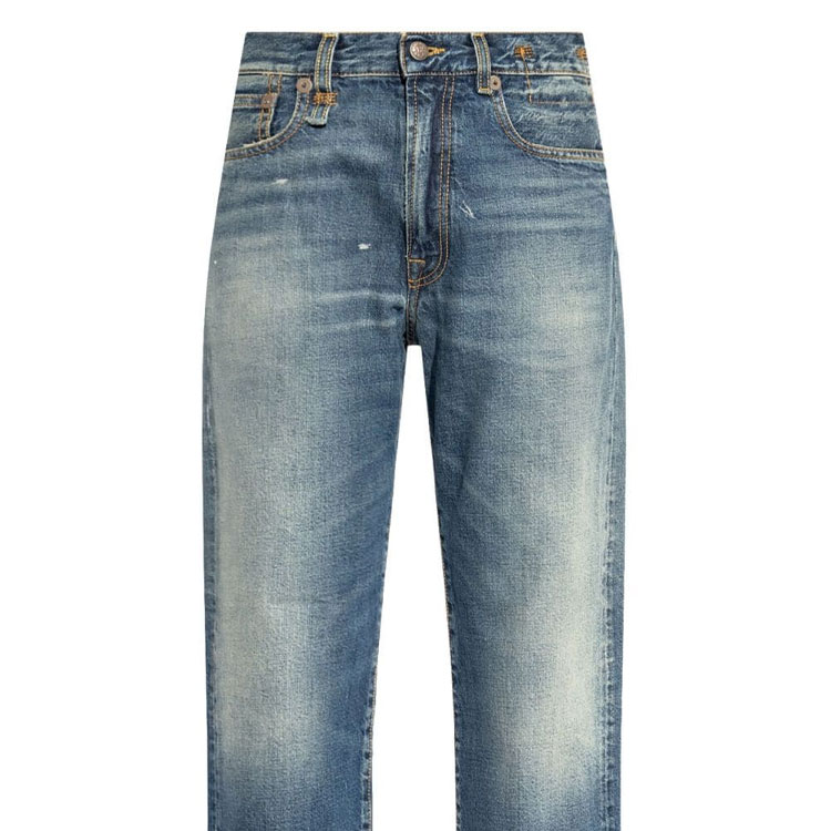 Sizing (W) R13 SS24 女款水洗刷舊破壞拉鍊口袋牛仔褲 - 藍色. R13W5083D216A