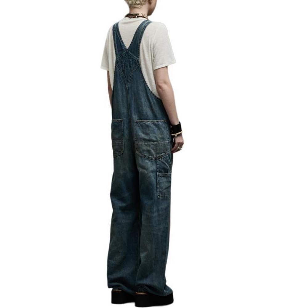 Purchase (W) R13 SS24 水洗徽標寬褲直筒牛仔連身褲 女款 深藍色 R13WD026-D204B