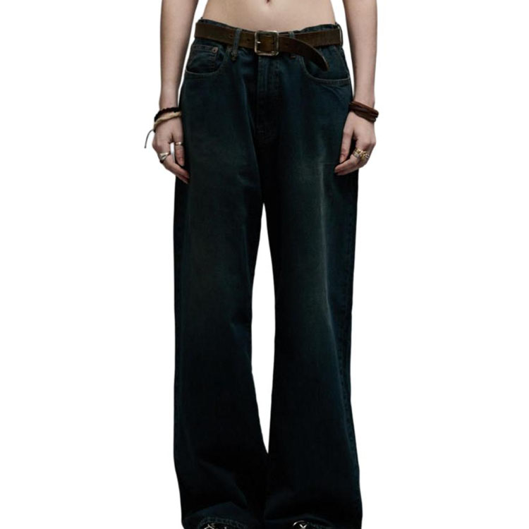 Lookbook (W) R13 SS24 女款洗水寬褲牛仔褲附拉鍊口袋 深藍色 Camden Navy R13WD038-D203A