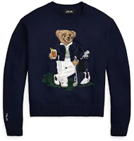 (Women) Ralph Lauren Bear Intarsia Knit Sweater FW24 Navy Blue Pullover. WMXGSWENC020056-410 (Women) Ralph Lauren Bear Intarsia Knit Sweater FW24 Navy Blue Pullover. WMXGSWENC020056-410