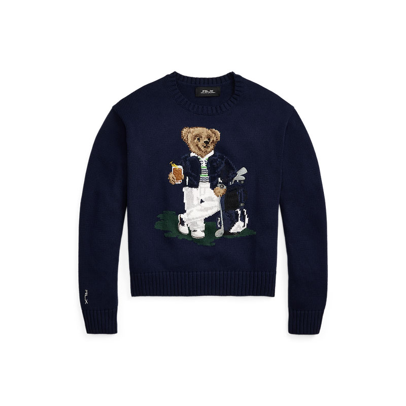 Order (W) Ralph Lauren Bear Intarsia Knit Sweater FW24 Navy Biru Pullover. WMXGSWENC020056-410