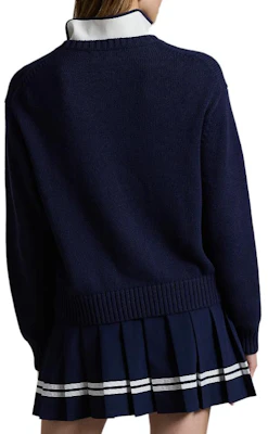 (W) Ralph Lauren Bear Intarsia Knit Sweater FW24 Navy Biru Pullover. WMXGSWENC020056-410 Purchase (W) Ralph Lauren Bear Intarsia Knit Sweater FW24 Navy Biru Pullover. WMXGSWENC020056-410