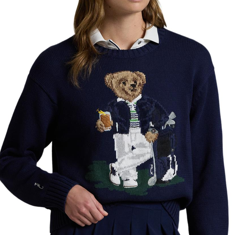 Details for (W) Ralph Lauren Bear Intarsia Knit Sweater FW24 Navy Biru Pullover. WMXGSWENC020056-410