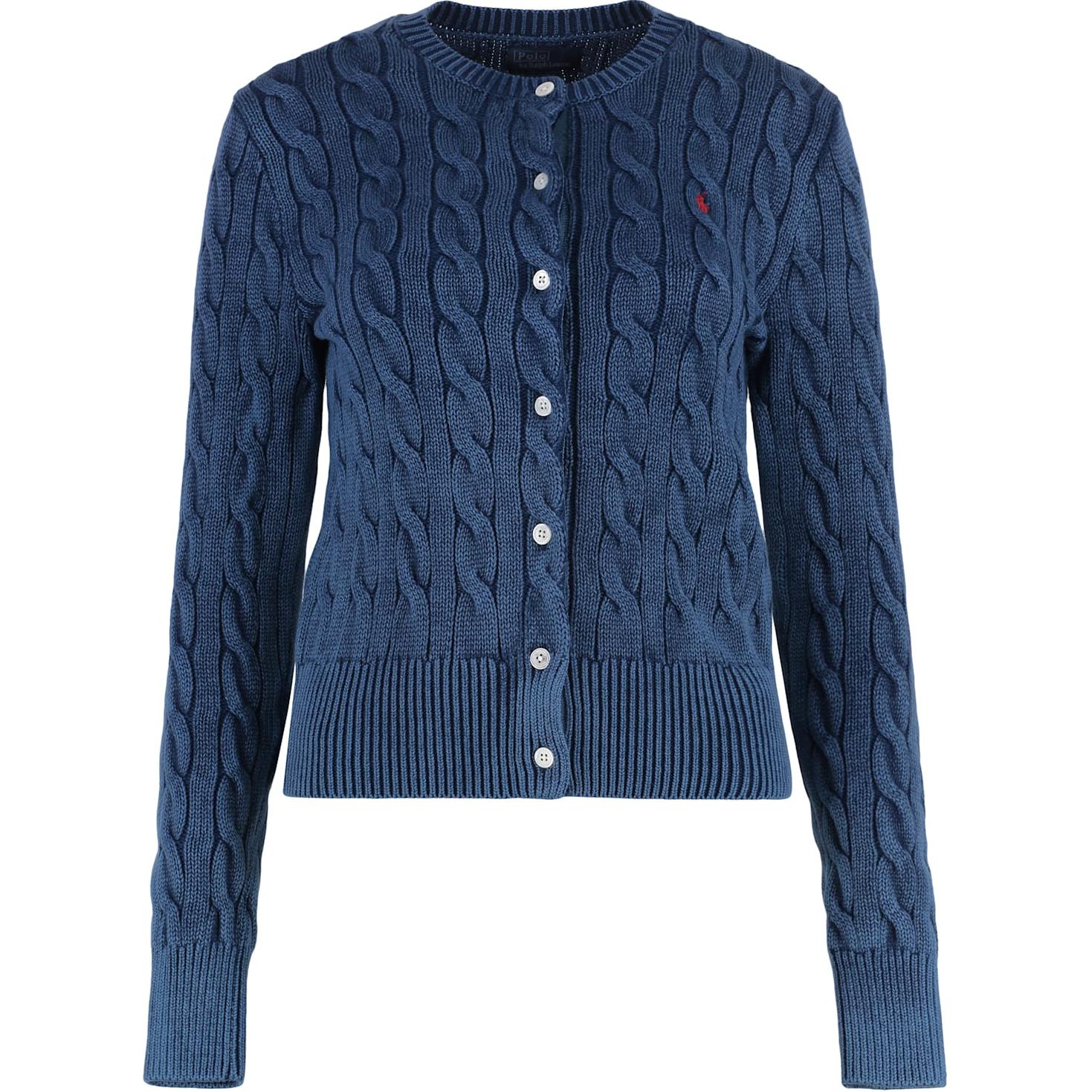 (Women) Ralph Lauren  Indigo Knitted Cardigan with Logo Crew Neck SS25. 211955325-005