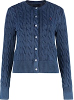 (Women) Ralph Lauren Indigo Knitted Cardigan with Logo Crew Neck SS25. 211955325-005 (Women) Ralph Lauren Indigo Knitted Cardigan with Logo Crew Neck SS25. 211955325-005
