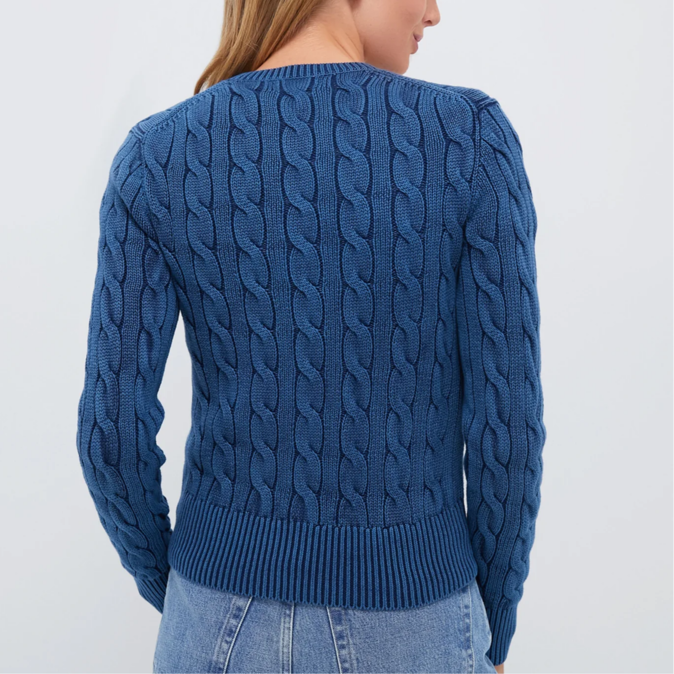 Purchase (W) 拉夫劳伦 Indigo 标志针织圆领开衫 SS25. 211955325-005