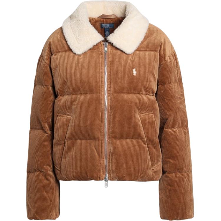 (Women) Ralph Lauren Camel Zip-Up Collared Long-Sleeve Jacket with Logo Embroidery 211947668-001